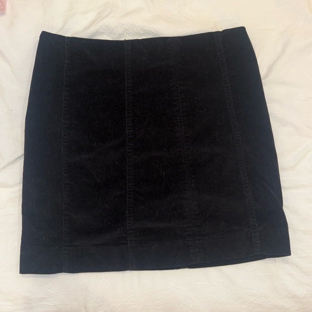 Jolt black suede leather mini skirt